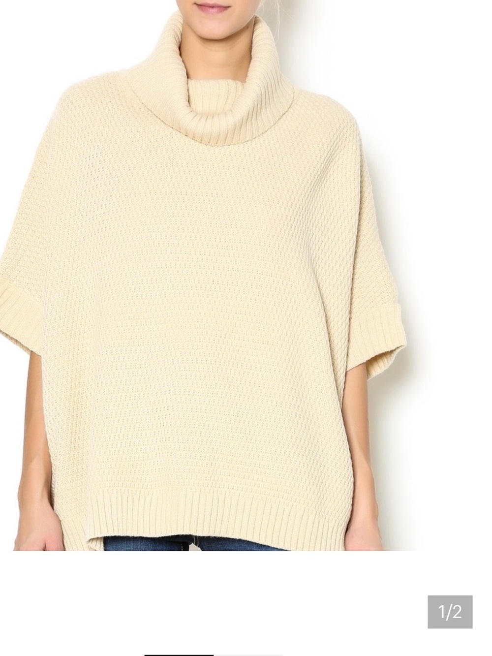 ILLA ILLA Cream Turtleneck Poncho Sweater- worn a few times